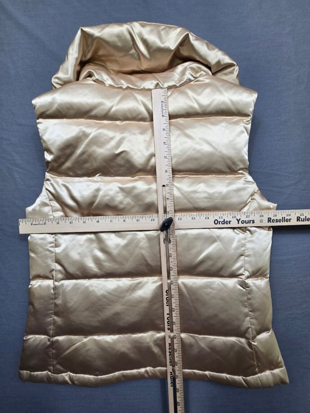Talbots Petite Small SP Puffer Vest Gold Down Filled Zip Up - Picture 6 of 6